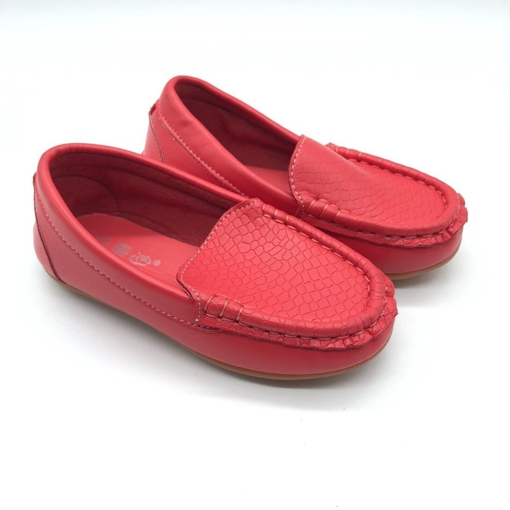 Toddler Boys Loafers Moccasins Dress Shoes Faux Leather Slip On Red 26 US 9